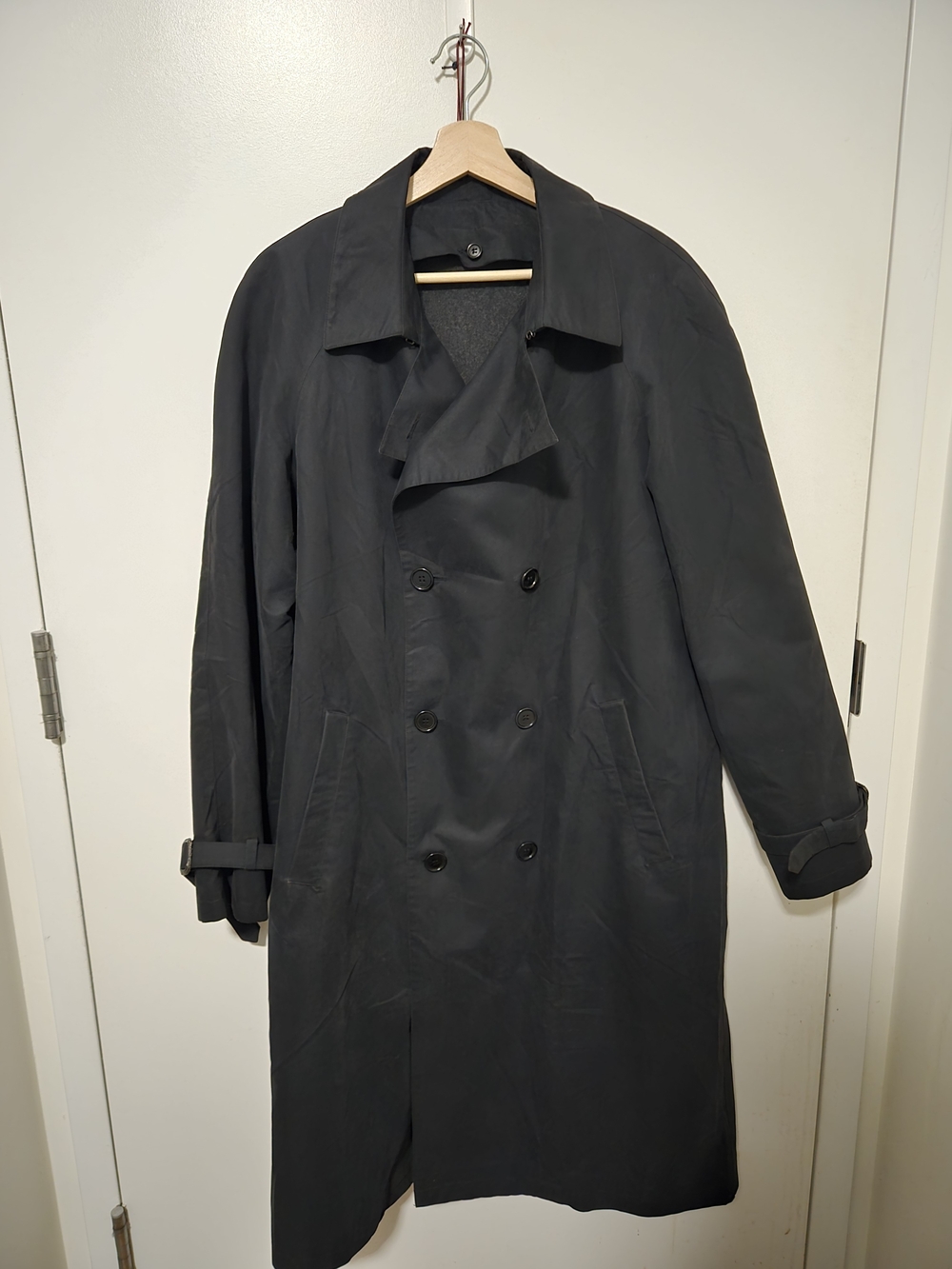 Men's Black Double-Breasted Trench Coat - Classic Overcoat